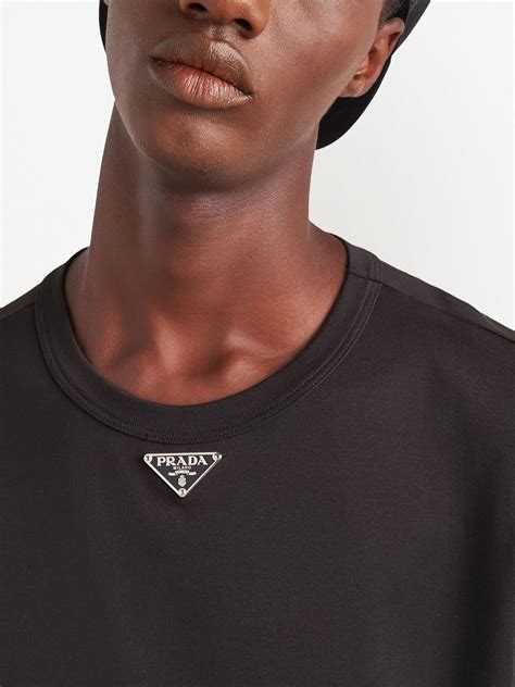 prada t shirt metal logo|prada polo tee price.